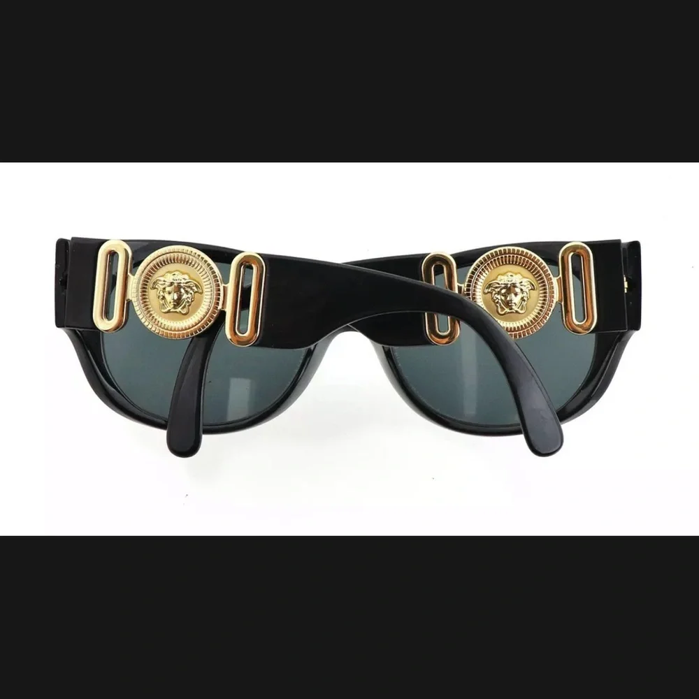 Versace Black Sunglasses with Gold Medallion Temple NWT